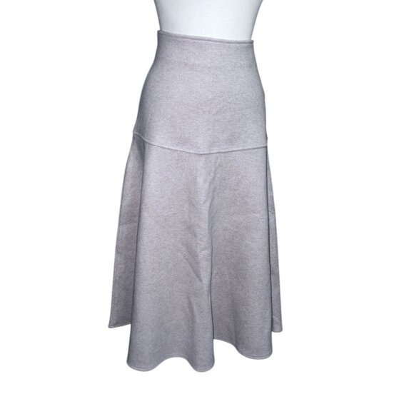 OGL Cashsoft Wool Like Flared Maxi Skirt Sz Medium Oatmeal Beige Womens - Picture 4 of 16